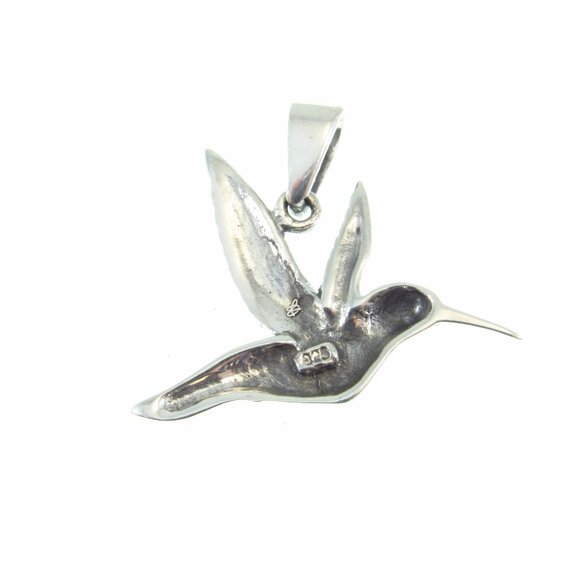 Solid 925 Sterling Silver Flying Hummingbird Pendant - Bird & Nature Lover Gift - Picture 10 of 10